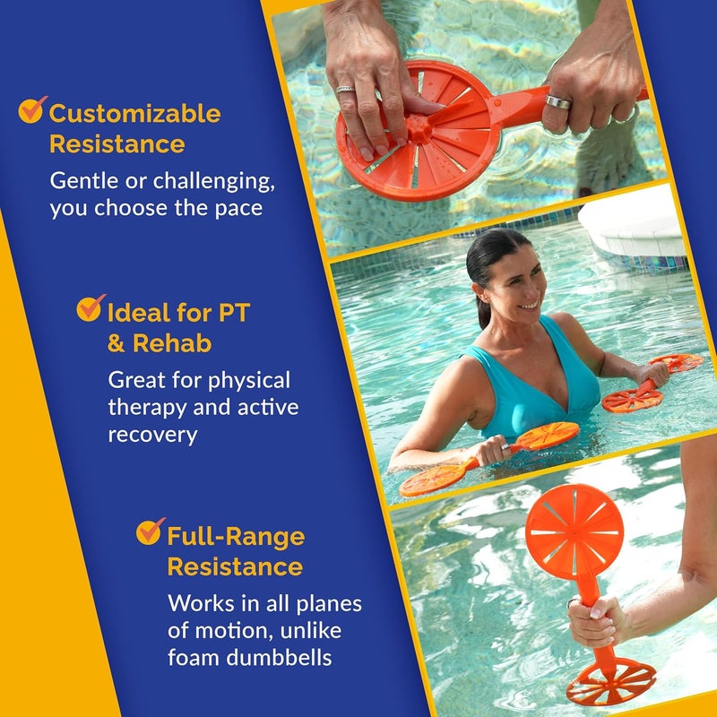 ORCA Pool Paddle Water Aerobics Equipment | Adjustable Resistance Pool Exercise Equipment for Adults, Swim Paddles Water Weights Dumbbells for Aquatic Exercise, Aqua Weights for Men & Women Workout Gear - Image 2